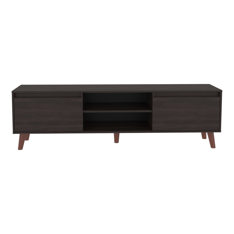 Polaris Tv Stand With Open Shelves, Two Storage Shelves For Media Storage And Entertainment Console, Perfect For Living Room Or Bedroom