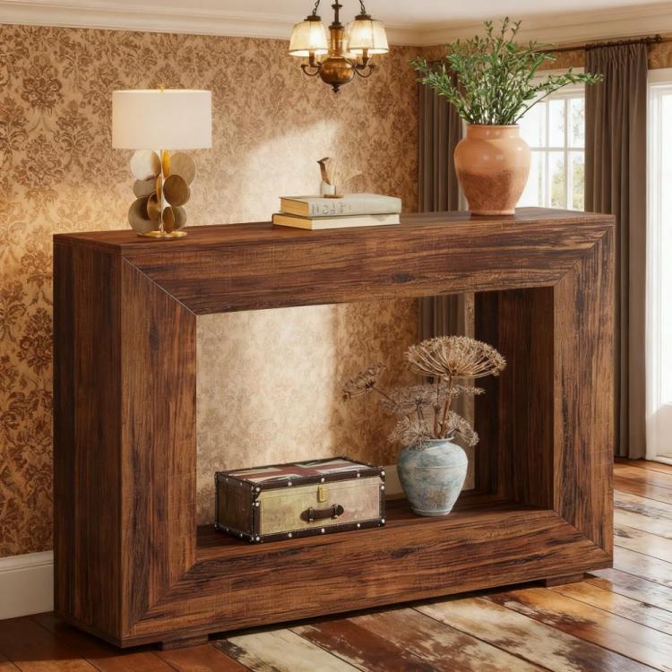 47 Inches Wooden Console Table, Narrow Long Wood Sofa Table, Living Room Table Entryway Console Table