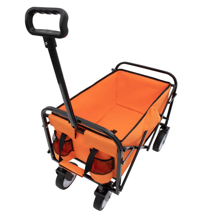Minimeetall Strap Collapsible Foldable Wagon Cart Beach Wagon Heavy Duty Utility Cart Utility Wagon Grocery Cart For For Camping Shopping Sports Gardeing Fishing Supports 225Lbs Orange
