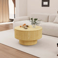 29.53 " Mdf Modern Circular Coffee Table With Circular Stripe Design And Storage Space, Suitable For Home&Kitchen Wood