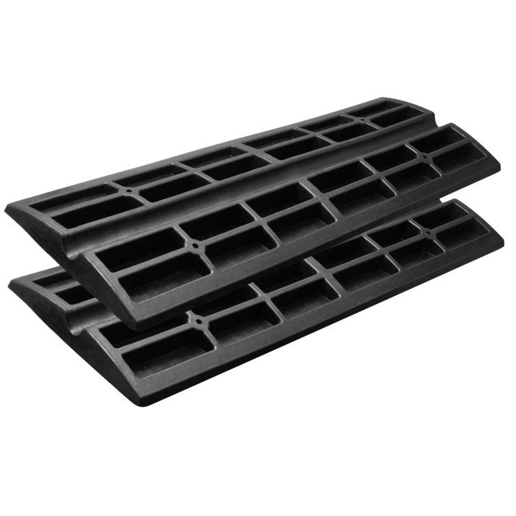 Rubber Curb Ramp For Driveway 2 Pack, 15T Heavy Duty Sidewalk Curb Ramp, 2.6" Rise Height Cable Cover Curbside Bridge Ramp For Garage For Low Cars, Wheelchairs