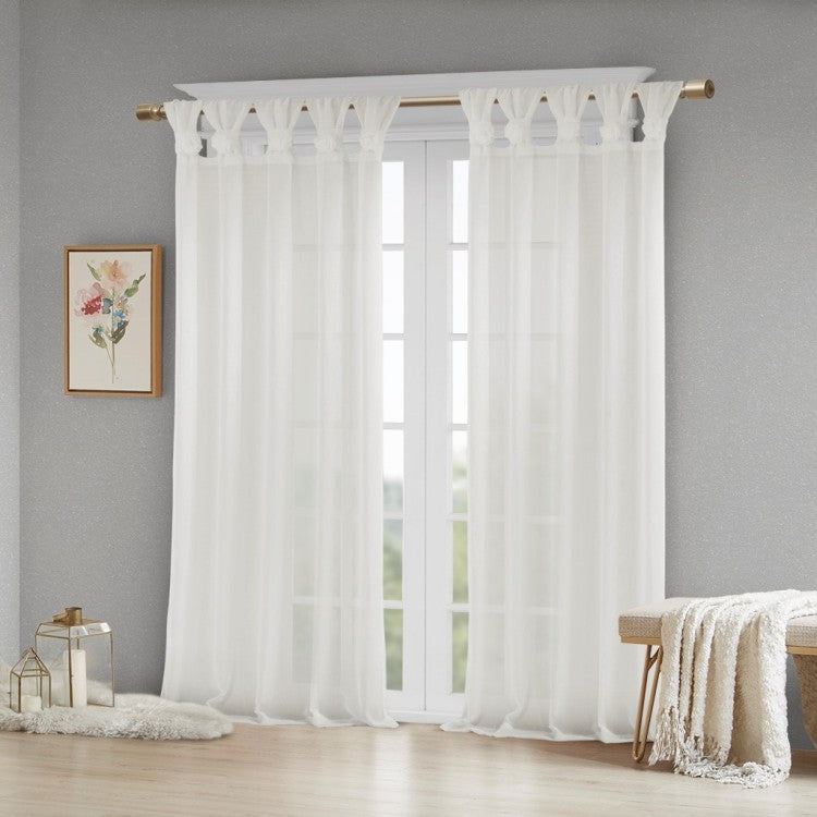 Floral Emb Hed Cuff Tab Top Solid Curtain Panel Only 1 Pc Panel