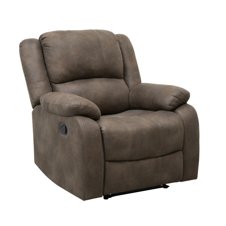 Modern Reclining Chair Brown Polished Microfiber Pillowtop Arms Solid Wood Frame 1Pc Living Room Furniture