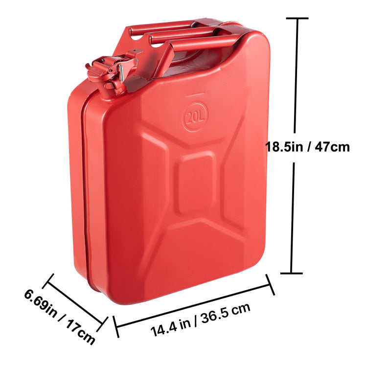Jerry Fuel Can, 5.3 Gallon 20 L Portable Jerry Gas Can With Flexible Spout System, Rustproof Heat Resistant Steel Fuel Tank For Cars Trucks Equipment, 2Pcs Red