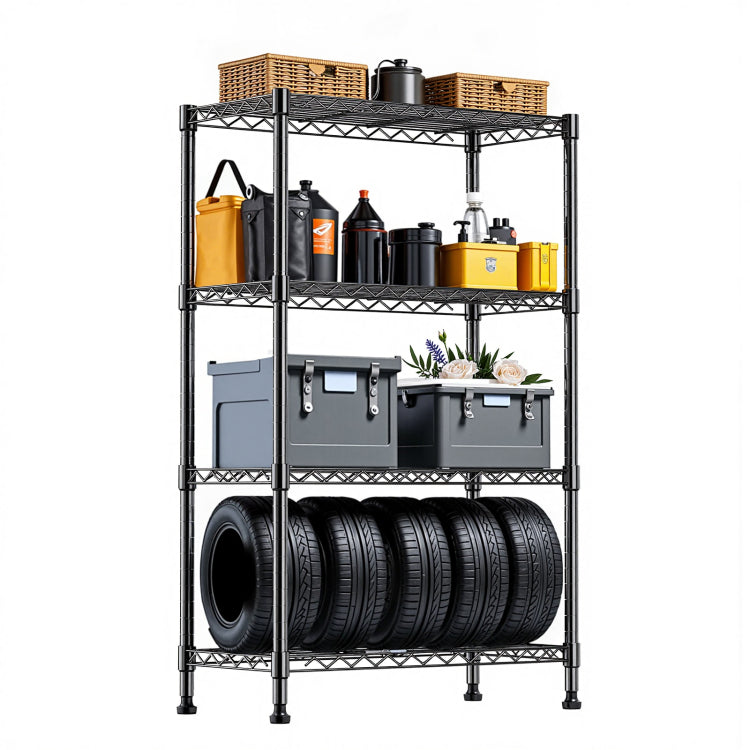 1000 Lbs Storage Shelving Steel Heavy Duty 4 Tier Utility Shelving Unit Steel Organizer Wire Rack For Home,Kitchen,Office,Black 13.7" D X 23.6" W X 53.4" H