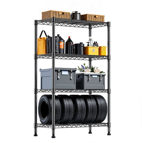 1000 Lbs Storage Shelving Steel Heavy Duty 4 Tier Utility Shelving Unit Steel Organizer Wire Rack For Home,Kitchen,Office,Black 13.7" D X 23.6" W X 53.4" H
