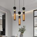 Modern Black Wrought Iron Pendant Light For Kitchen Island , Adjustable Cord Pendant Fixture, Hanging Lighting Over Kitchen Island, Indoor Chandelier For Bedroom & Bathroom