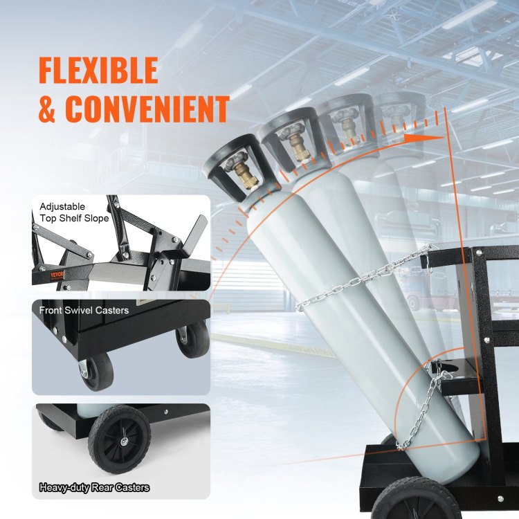 Welding Cart, 2 Tier 4 Drawers Welder Cart With 265 Lbs Weight Capacity, 360 Swivel Wheels, Tank Storage Safety Chains, Heavy Duty Rolling Mig Welder Cart For Mig Welder And Plasma Cutter