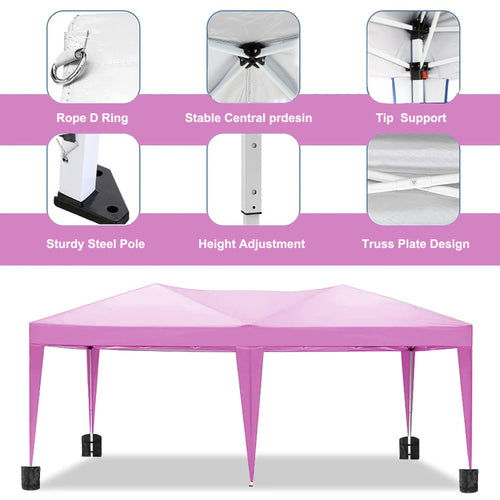 10'X20' Folding Canopy With 6 Removable Sidewalls Outdoor Event Shelter Upf 50 Gazebo Portable Tents For Parties Beach Camping Wedding Ez Pop Up Canopy With Carry Bag Old Sku: W2185P191601