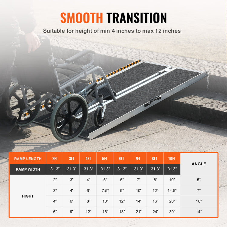Portable Wheelchair Ramp, 4 Ft 800 Lbs Capacity, Non Slip Aluminum Folding Threshold Ramp, Foldable Mobility Scooter Ramp Wheel Chair Ramp, Handicap Ramp For Home Steps, Stairs, Doorways, Curbs