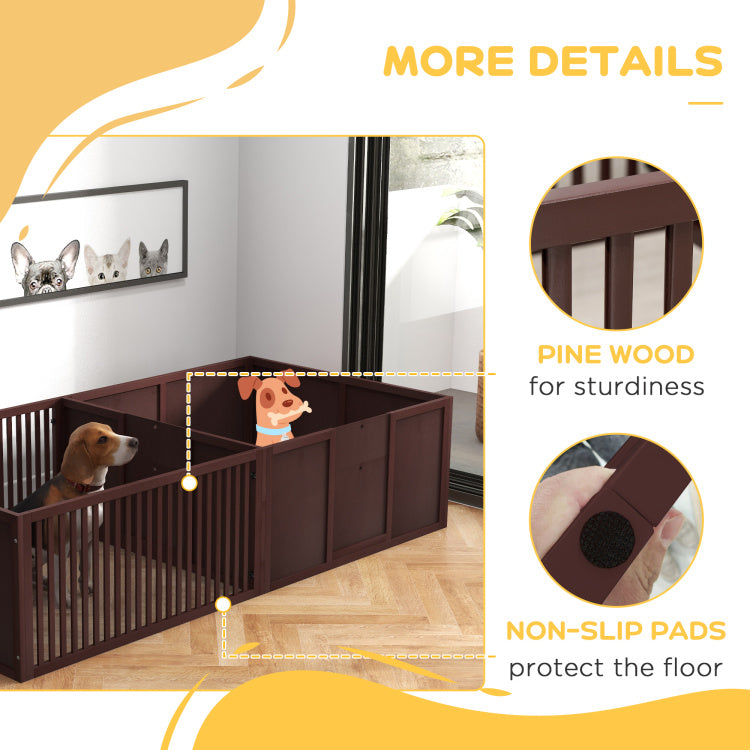 Pawhut Whelping Box For Dogs Built For Mother'S Comfort, Dog Whelping Pen With Removable Doors, Puppy Playpen For Indoors, Newborn Puppy Supplies & Essentials, 81" X 39" X 20", Coffee