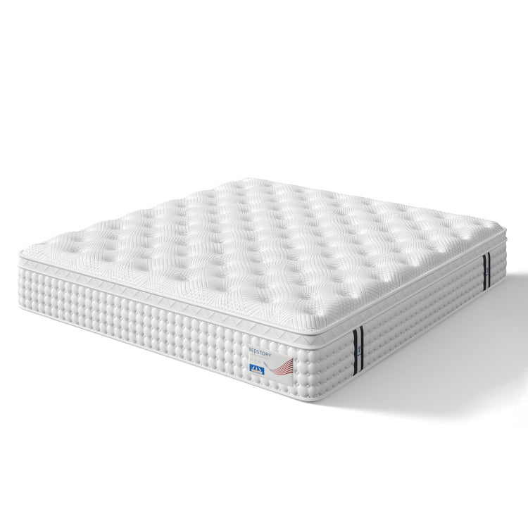 12 Inch King Hybrid Mattress Memory Foam & Pocket Spring Bed Medium Firm Comfort, Spine Support, Quiet & Breathable
