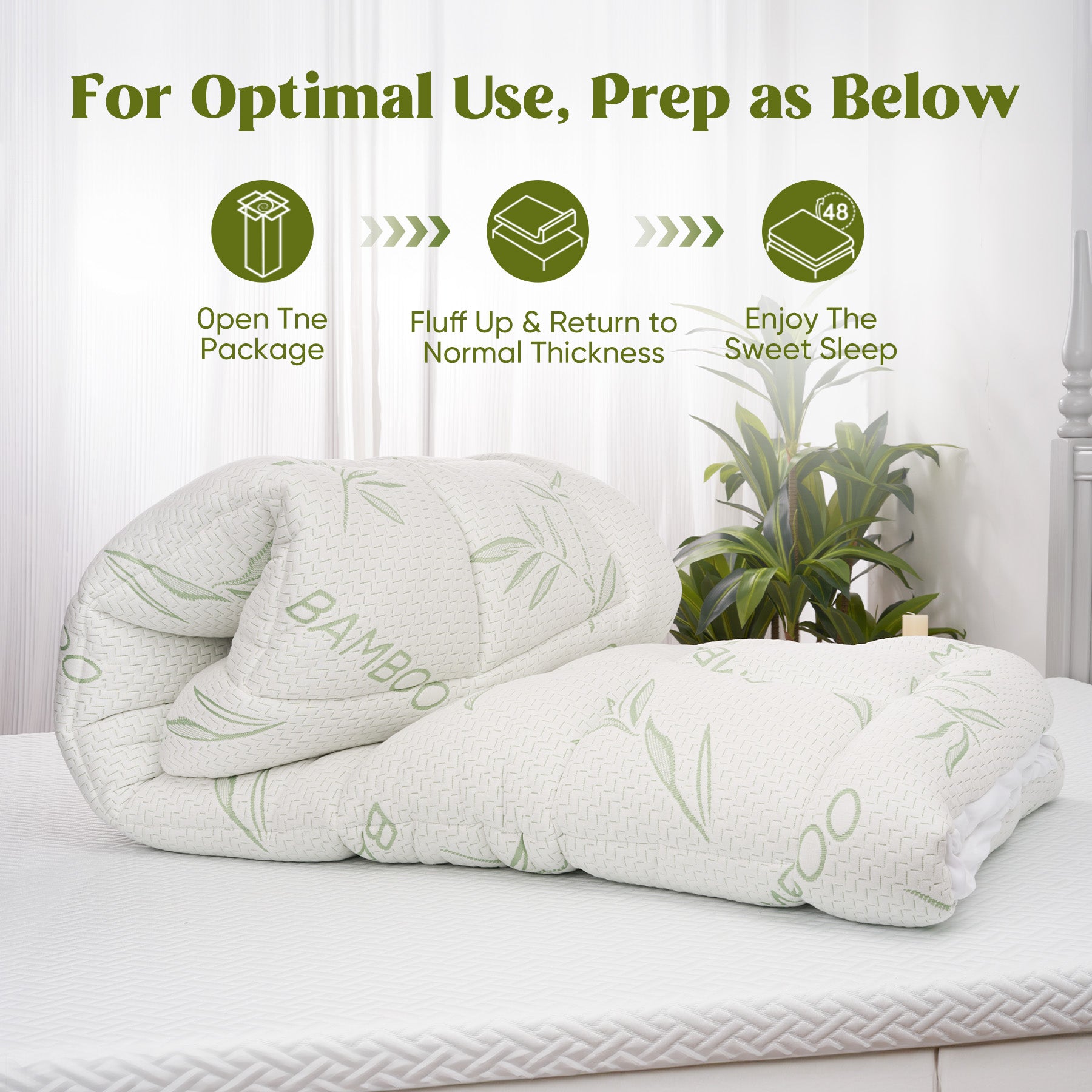 Bamboo Blend Waterproof Mattress Protector Queen Size 180G 35% Bamboo 65% Polyester Air Layer Top, Tpu Backed, 1000G 3D 7D Fill, 21" Deep Pocket, Soft & Quiet For All Seasons