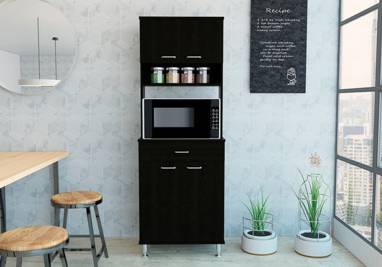 1 Drawer 1 Shelf Area Pantry With Adjustable Metal Legs Wenge