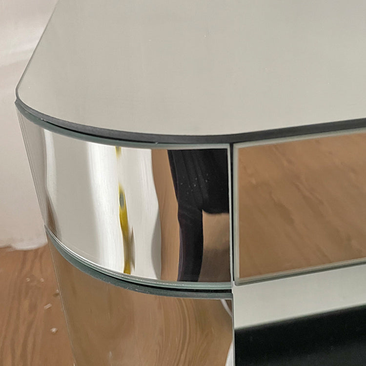 Baked Curved Mirror Coffee Table For Living Room, Modern Glass Coffee Table With Glass Top, Rectangular Center Table Premium Furniture