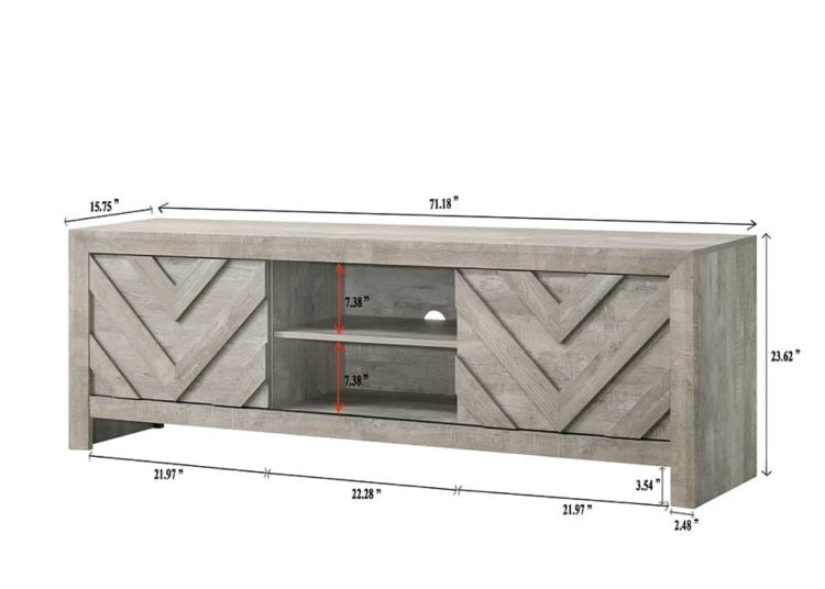 1Pc Rustic Geometric Design Contemporary Traditional Interiors Entertainment Console Tv Stand Living Room Furniture