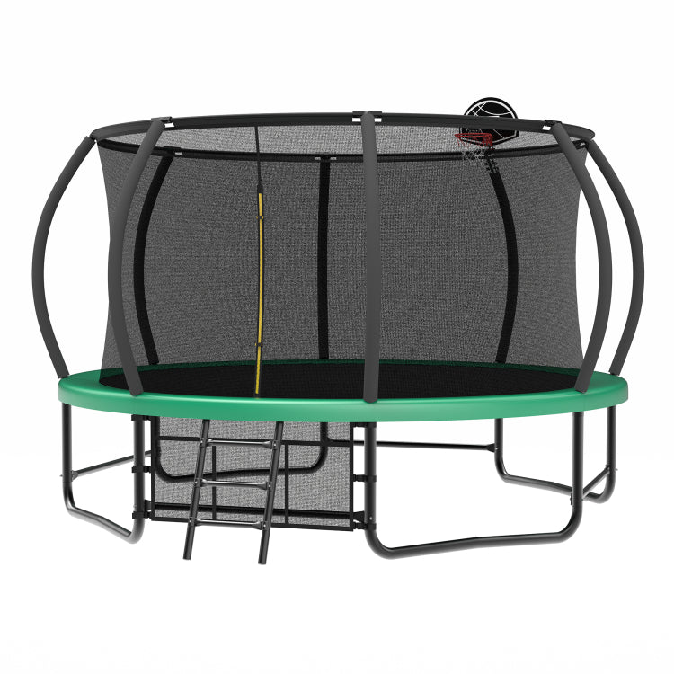 14Ft Trampoline With Enclosure Recreational Trampolines With Ladder And Antirust Coating, Astm Approval Outdoor Trampoline For Kids
