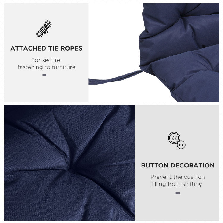 Outsunny Tufted Bench Cushions For Outdoor Furniture, 3 Seater Replacement For Swing Chair, Patio Sofa Couch, Overstuffed, Includes Backrest, Dark Blue