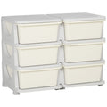 Qaba 3 Tier Kids Storage Unit, 6 Drawer Chest Toy Organizer Plastic Bins For Kids Bedroom Nursery Kindergarten Living Room For Boys Girls Toddlers, Cream