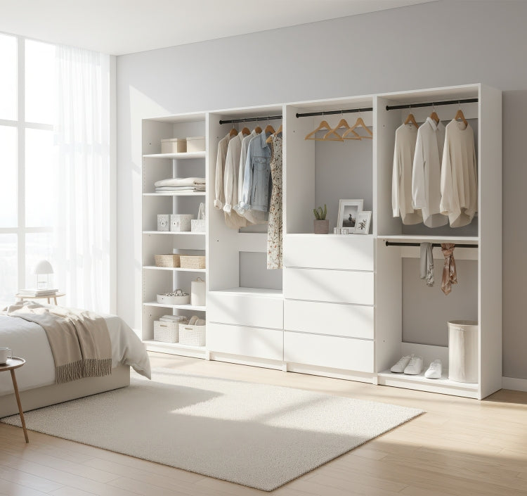 Prosper White Freestanding Walk In Wood Closet System