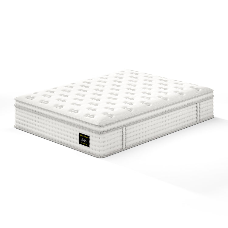 14'' Hybrid Mattress Queen, Memory Foam & Pocket Springs For Pressure Relief, Fiberglass Free Ergonomic Home White