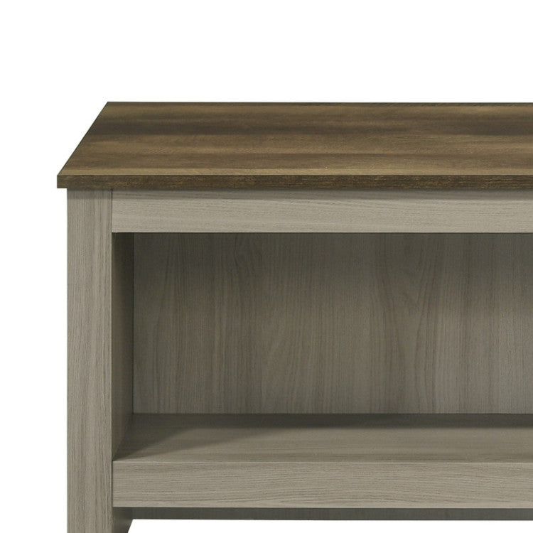 Nilda 43"W Gray Oak Coffee Table With Open Shelves Front And Back