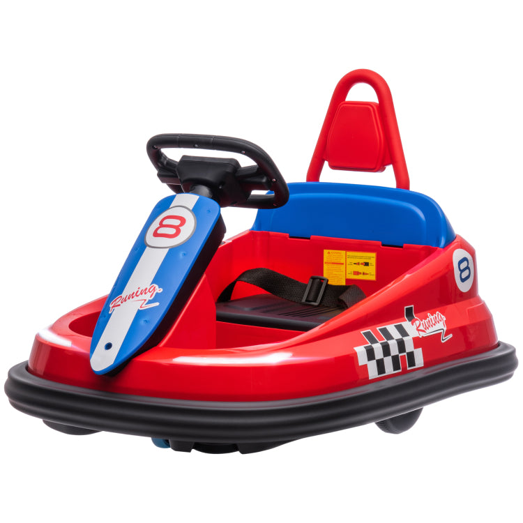 Aosom Toddler Bumper Car, 360 Rotation 6V Kids Electric Ride On Bumper Car With Eva Bumper Edges, Twins Motor, Songs, Horn, Led Lights, Safety Belt For 18 48 Months, Red
