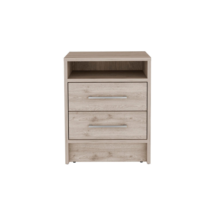Eter Nightstand , End Table, Side Table Superior Top, Two Drawers Light Gray
