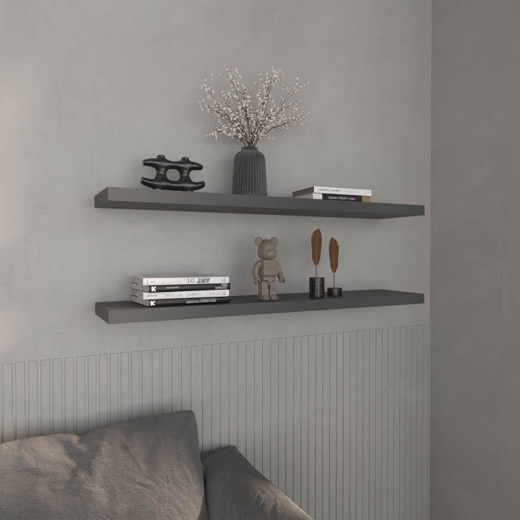 Floating Shelves 1.50" H, With 2 Shelf, Matt Gray
