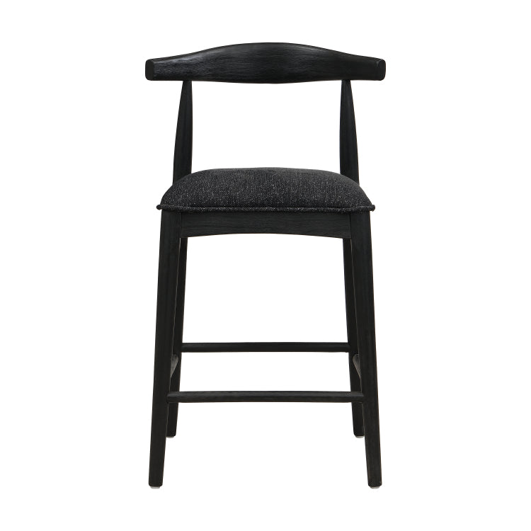 Counter Stool In Black Fabric Set Of 2