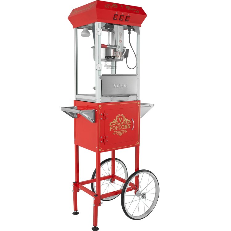 Popcorn Popper Machine 8 Oz Popcorn Maker With Cart 850W 48 Cups Red