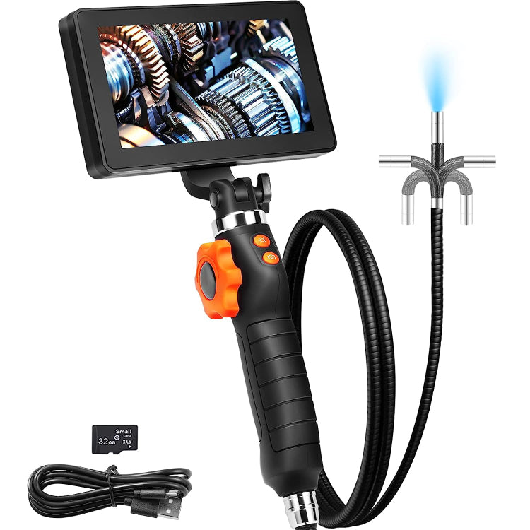 Borescope Endoscope Two Way 180 Articulating 5" Ips 8X Zoom 6.4Mm Lens