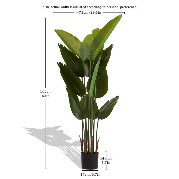 Artificial Bird Of Paradise Plant, 5.2Ft Tall Faux Tropical Palm Tree In Pot For Indoor Or Outdoor Home, Office, Or Garden Decoration, 2Pcs Set