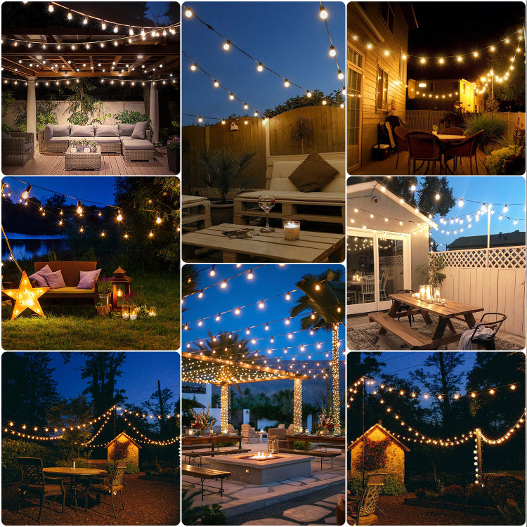 98Ft Led Outdoor String Lights, Plug In Waterproof Patio Lights With 50 Shatterproof Bulbs, Warm White Outdoor Hanging Light Decor For Backyard Deck Garden Bistro Porch Party
