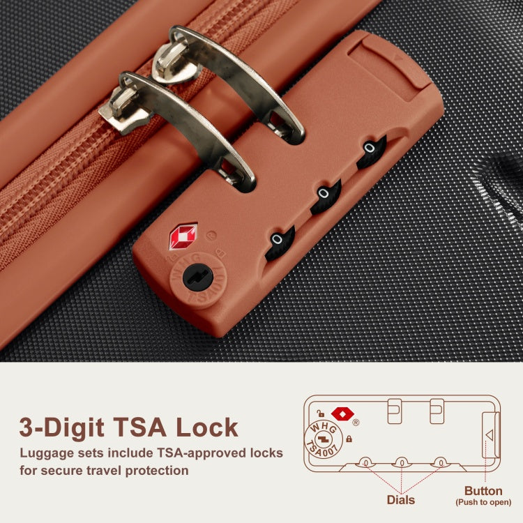 Premium Abs Travel Luggage Set , 3 Piece Tsa Lock Suitcase Ensemble With 20, 24, And 28 Inch Sizes With 360 Spinner Wheels, Black And Brown