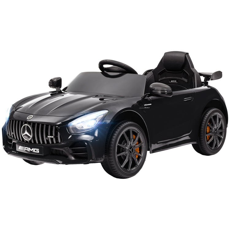 Qaba Mercedes Benz Amg Gtr Licensed 12V Kids Ride On Car, Battery Powered Kids Electric Car With Remote Control, Transport Wheels, Soft Start, Lights, Music, Horn & 3 Speeds For 3 6 Years, Black