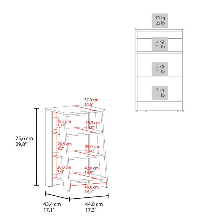 Bathbi 30" High 4 Tier Ladder Shelf Organizer For Bathroom, Side Table, Living Room In Black