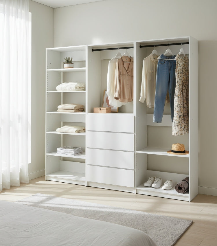 Prosper White Freestanding Walk In Wood Closet System