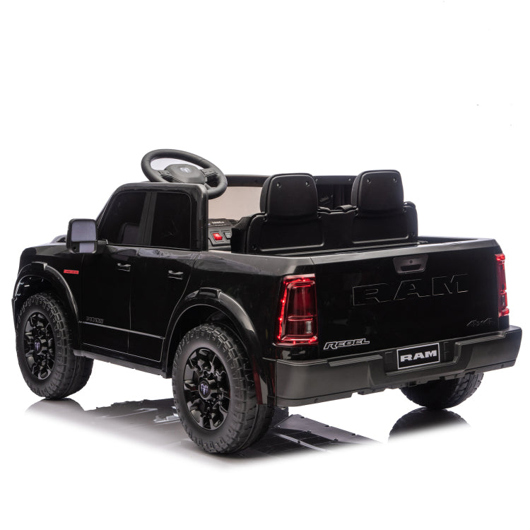 24V 160W Officially Licensed Dodge Ram 2500 Design 2 Seater Kids Ride On Truck,W Remote Control,W 2Wd&4 Wheel Suspension,Storage Space&High Door Design,Built In Music&Bluetooth,Usb Mp3 Port For 3 6