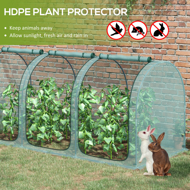 Outsunny 9' X 4' Crop Cage, Plant Protection Tent With Three Zippered Doors, Storage Bag And 6 Ground Stakes, For Garden, Yard, Lawn, Green