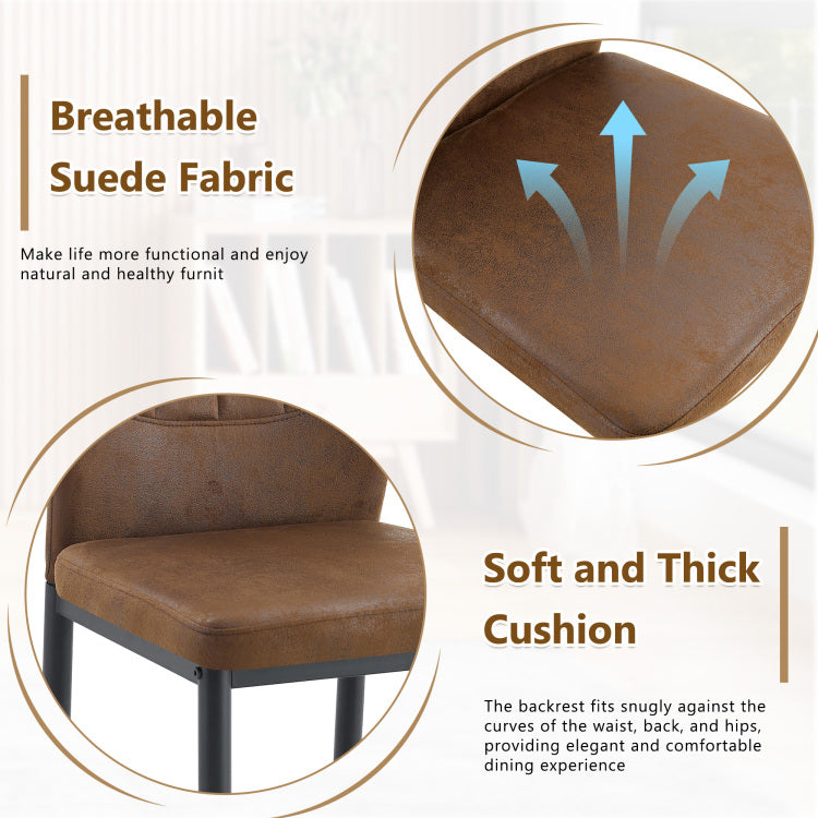 Set Of 4 Brown And Black Dining Chairs With Shell Pattern, 37 Inches High: Ergonomic Tech Fabric Backrest, Combines Comfort And Style