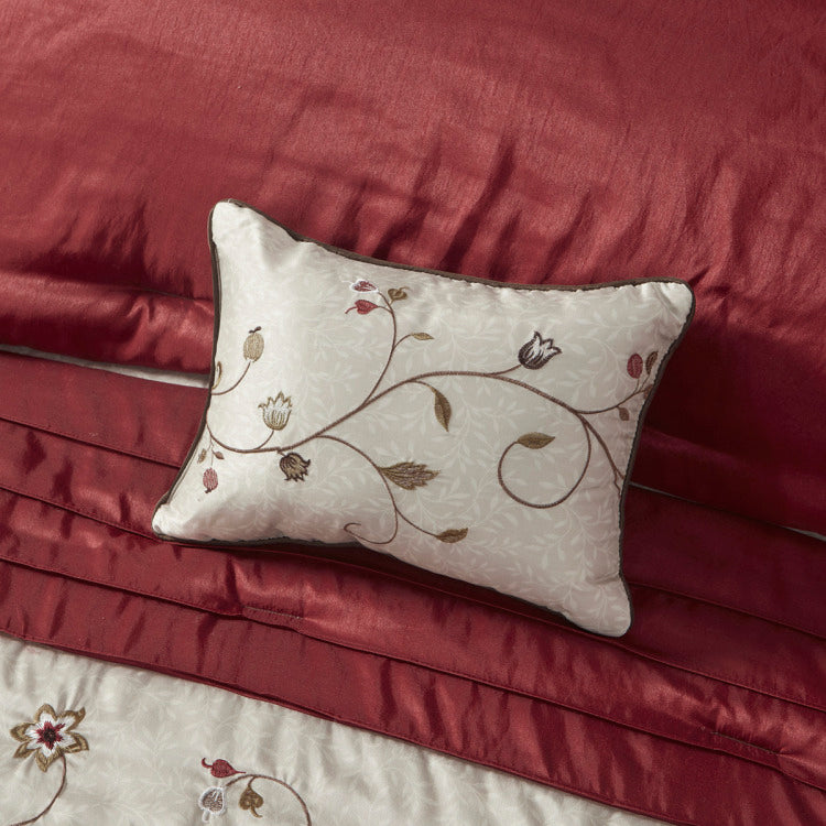 Embroidered 7 Piece Comforter Set Red Queen