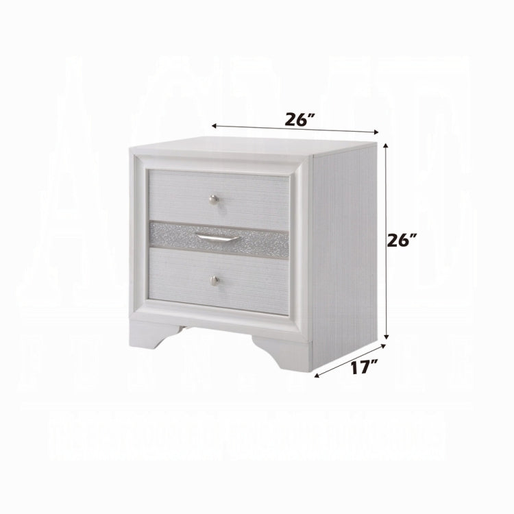 Contemporary White Finish Storage Drawers Nightstand Wooden Bedroom Furniture 1Pc