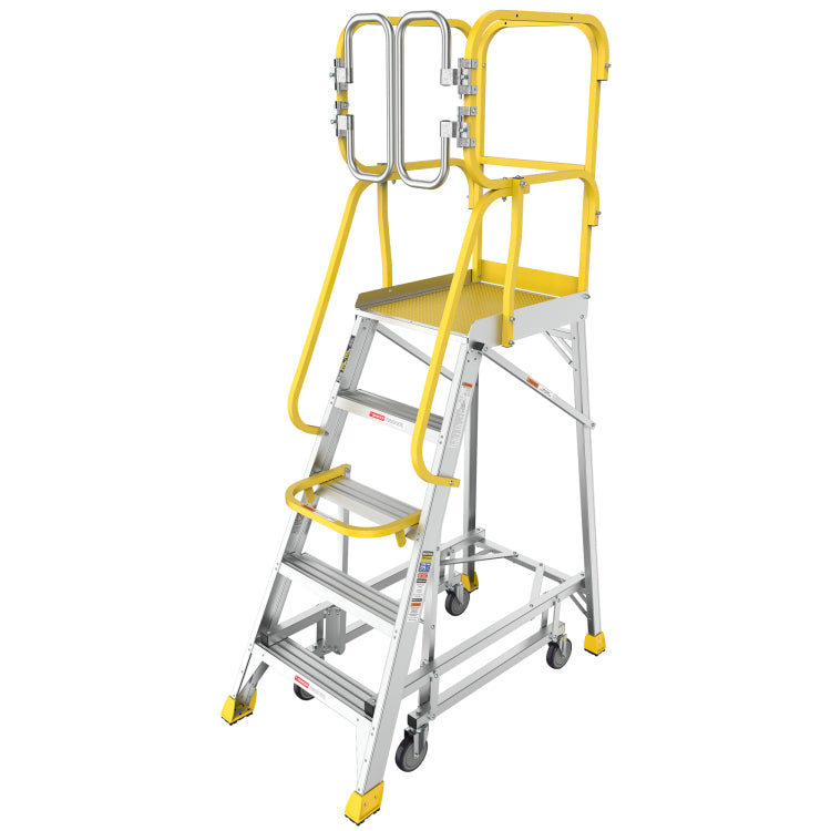 5 Step 375Lbs Aluminum Rolling Platform Ladder