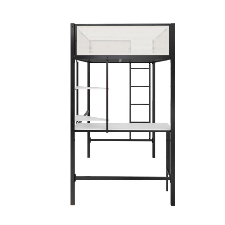 Axel Twin Loft Bed With Desk & Shelves