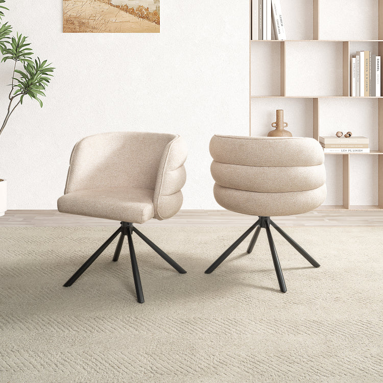 270 Swivel Home Office Desk Chairs Set Of 2,Modern Dining Chairs, Upholstered Bedroom Chairs With Metal Base,Makeup Chair For Vanity, For Living Room, Bedroom,Study Room,Dining Room Beige