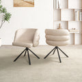 270 Swivel Home Office Desk Chairs Set Of 2,Modern Dining Chairs, Upholstered Bedroom Chairs With Metal Base,Makeup Chair For Vanity, For Living Room, Bedroom,Study Room,Dining Room Beige