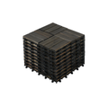 Acacia Wood Interlocking Deck Tiles Checker Pattern, 10Pcs 12" X 12" Square Dark Brown Acacia Hardwood Outdoor Flooring For Patio, Bancony, Pool Side