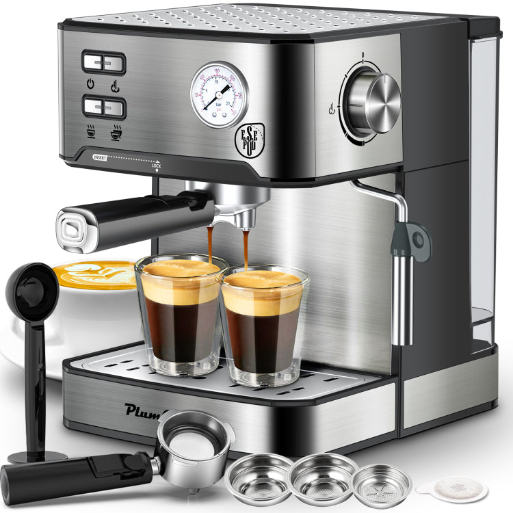 20 Bar Professional Espresso Machine With Milk Frother, Single & Double Shot, Ese Pod Compatible, Pressure Display, Removable Water Tank For Cappuccino, Latte, & Macchiato Home Barista Edition