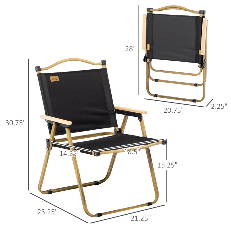Outsunny 2 Pack Folding Camping Chair, Lightweight & Portable Beach Chairs Armchairs, Perfect For Festivals, Fishing, Picnic And Hiking, Black